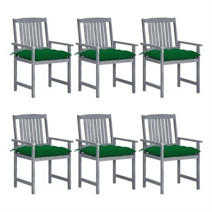 vidaXL Patio Chairs with Cushions 6 pcs Solid Acacia Wood Gray