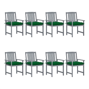 vidaXL Patio Chairs with Cushions 8 pcs Solid Acacia Wood Gray