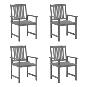 vidaXL Patio Chairs with Cushions 4 pcs Gray Solid Acacia Wood