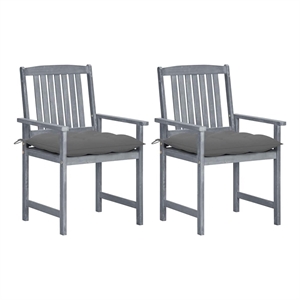vidaXL Patio Chairs with Cushions 2 pcs Gray Solid Acacia Wood