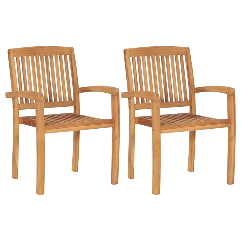 vidaXL Patio Chairs 2 pcs with Red Cushions Solid Teak Wood
