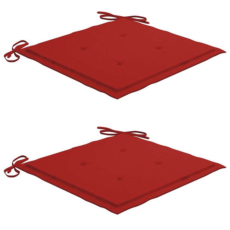 vidaXL Patio Chairs 2 pcs with Red Cushions Solid Teak Wood