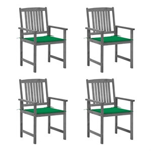 vidaXL Patio Chairs with Cushions 4 pcs Gray Solid Acacia Wood