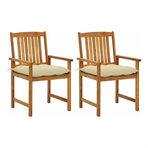 vidaXL Patio Chairs with Cushions 2 pcs Solid Acacia Wood