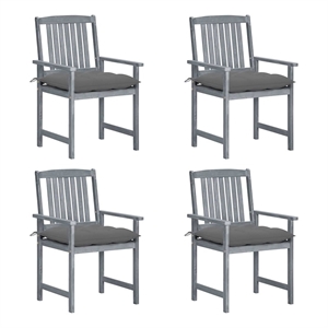 vidaXL Patio Chairs with Cushions 4 pcs Gray Solid Acacia Wood