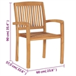 vidaXL Stacking Patio Chairs with Cushions 4 pcs Solid Teak Wood