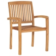 vidaXL Stacking Patio Chairs with Cushions 4 pcs Solid Teak Wood
