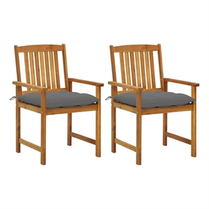 vidaXL Patio Chairs with Cushions 2 pcs Solid Acacia Wood