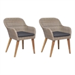 vidaXL Patio Chairs with Cushions 2 pcs Poly Rattan Brown