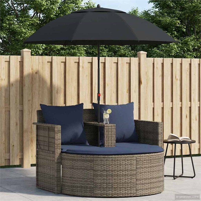 vidaXL Garden Sofa 8 pcs Poly Rattan Grey and Navy Blue