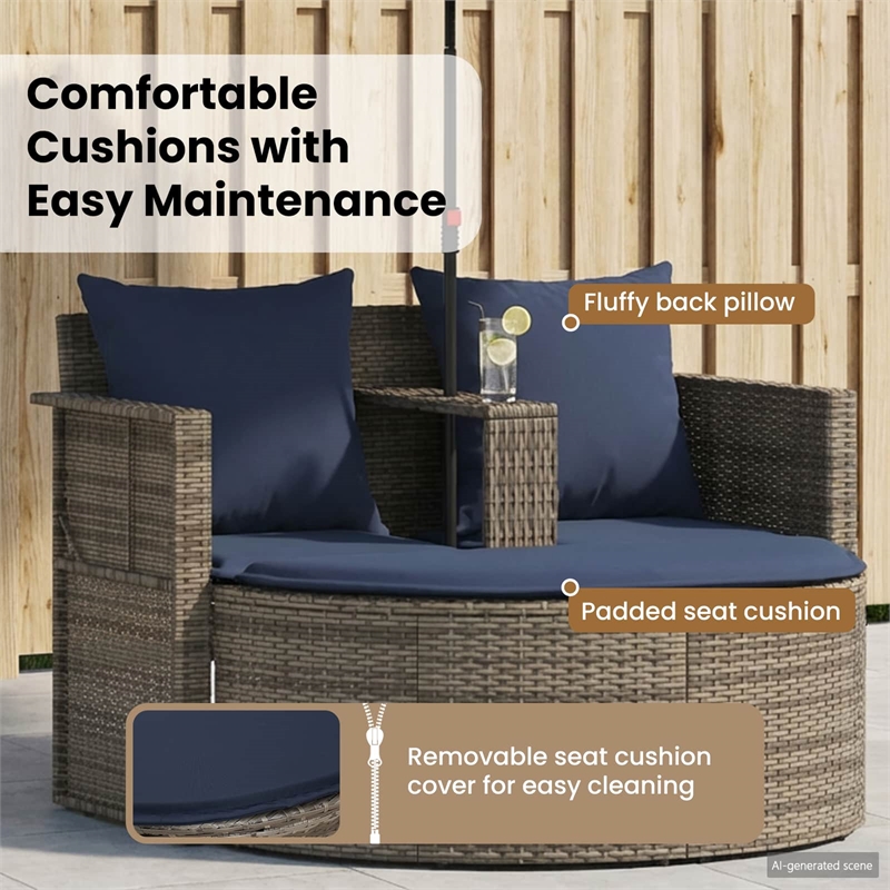 vidaXL Garden Sofa 8 pcs Poly Rattan Grey and Navy Blue