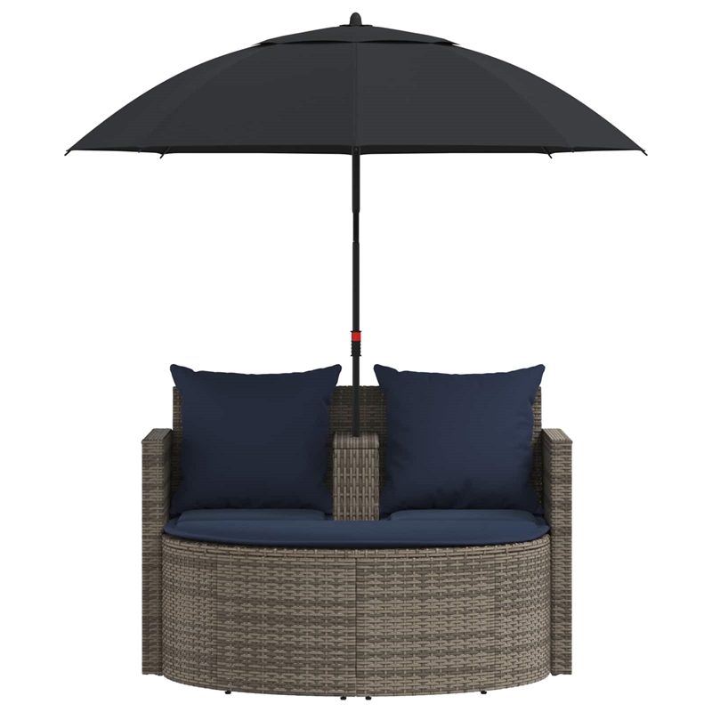 vidaXL Garden Sofa 8 pcs Poly Rattan Grey and Navy Blue