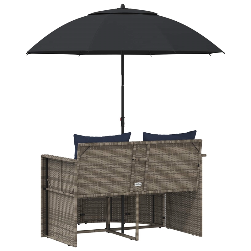 vidaXL Garden Sofa 8 pcs Poly Rattan Grey and Navy Blue