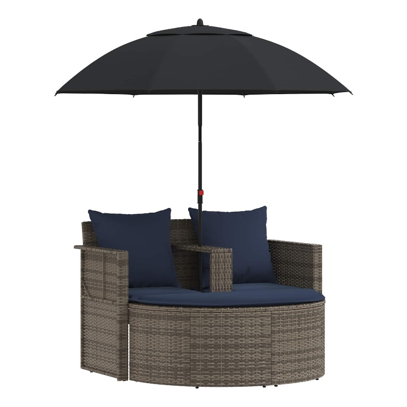 vidaXL Garden Sofa 8 pcs Poly Rattan Grey and Navy Blue