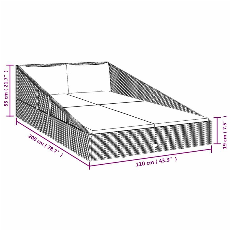 vidaXL Patio Bed Gray 43.3
