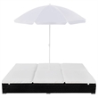 vidaXL Patio Lounge Bed with Umbrella Poly Rattan Black