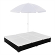 vidaXL Patio Lounge Bed with Umbrella Poly Rattan Black