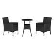 vidaXL 3 Piece Patio Bistro Set with Cushions Black Poly Rattan