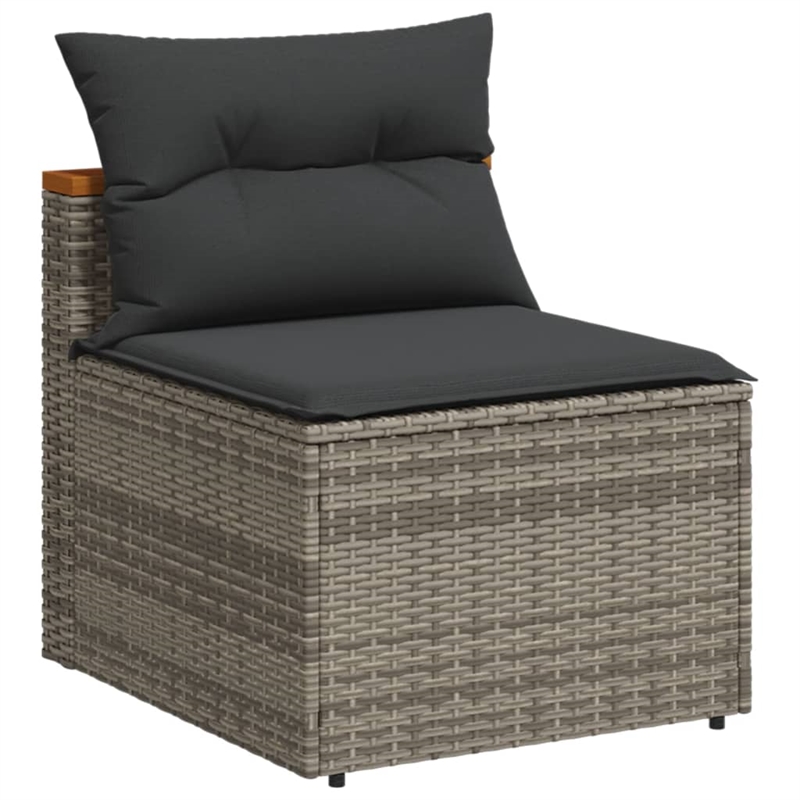 vidaXL 5 Piece Patio Sofa Set with Cushions Gray Poly Rattan Acacia