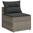 vidaXL 5 Piece Patio Sofa Set with Cushions Gray Poly Rattan Acacia