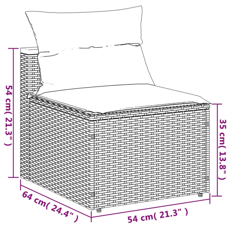 vidaXL 5 Piece Patio Sofa Set with Cushions Gray Poly Rattan Acacia