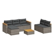 vidaXL 5 Piece Patio Sofa Set with Cushions Gray Poly Rattan Acacia