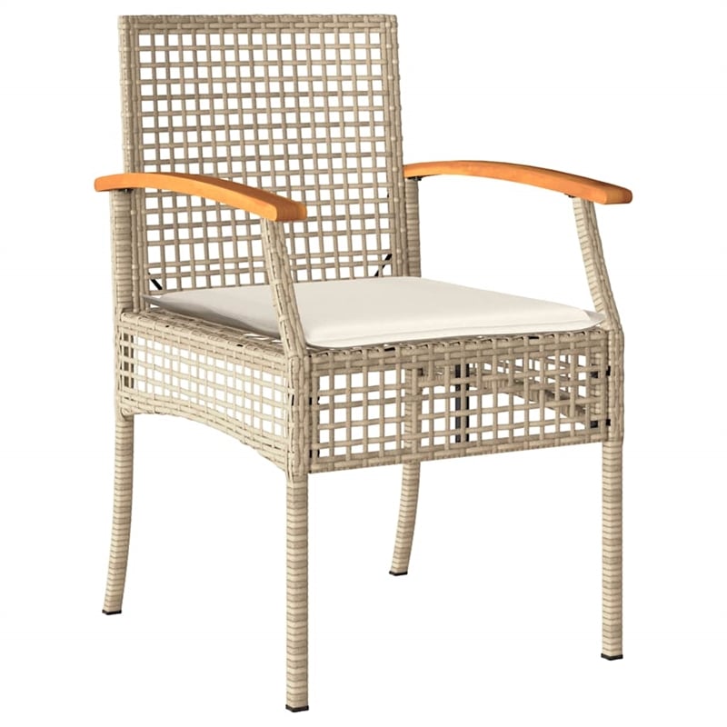 vidaXL 5 Piece Patio Dining Set with Cushions Beige Poly Rattan