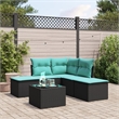 vidaXL 6 Piece Patio Sofa Set with Cushions Black Poly Rattan