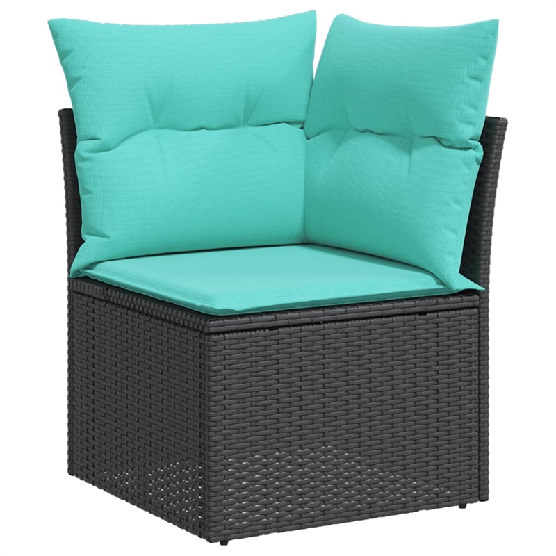 vidaXL 7 Piece Garden Sofa Set with Cushions Black Poly Rattan