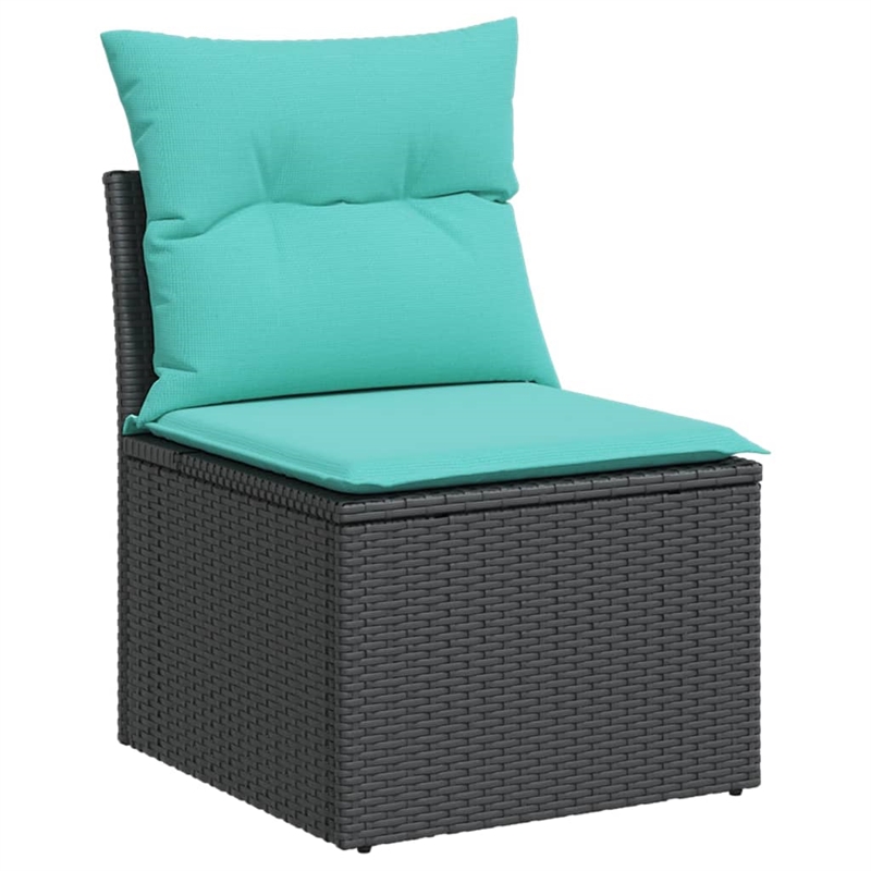 vidaXL 7 Piece Garden Sofa Set with Cushions Black Poly Rattan