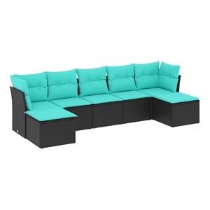 vidaXL 7 Piece Garden Sofa Set with Cushions Black Poly Rattan
