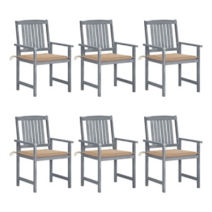 vidaXL Patio Chairs with Cushions 6 pcs Solid Acacia Wood Gray