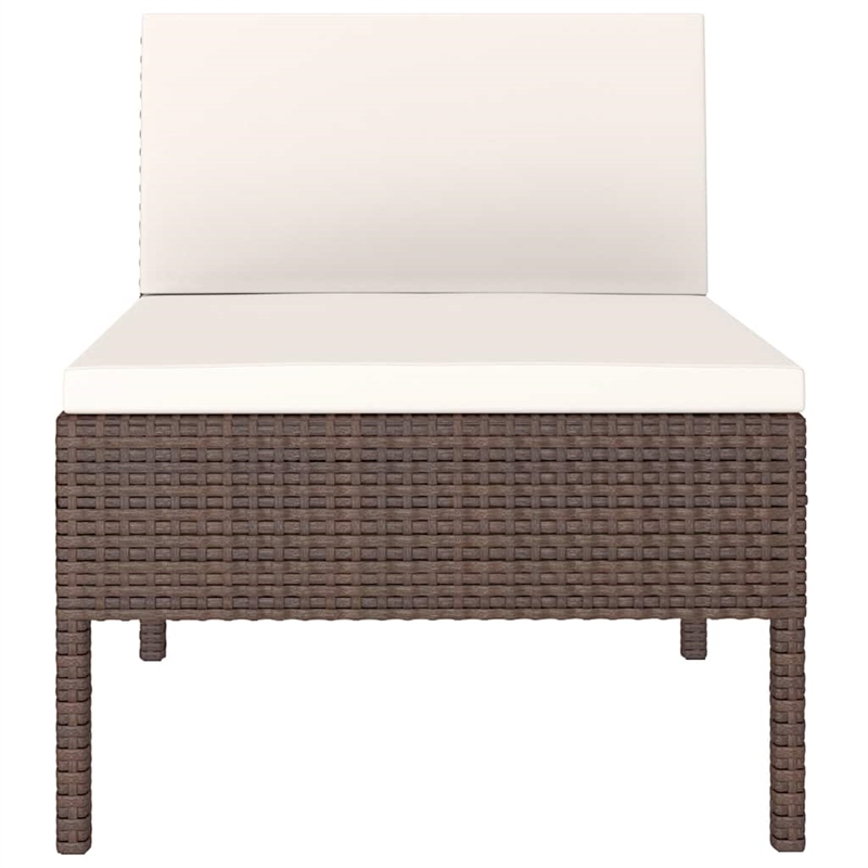 vidaXL Patio Chairs 3 pcs with Cushions Poly Rattan Brown