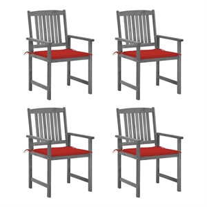 vidaXL Patio Chairs with Cushions 4 pcs Gray Solid Acacia Wood
