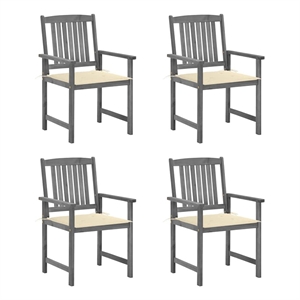 vidaXL Patio Chairs with Cushions 4 pcs Gray Solid Acacia Wood