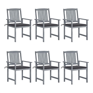 vidaXL Patio Chairs with Cushions 6 pcs Solid Acacia Wood Gray