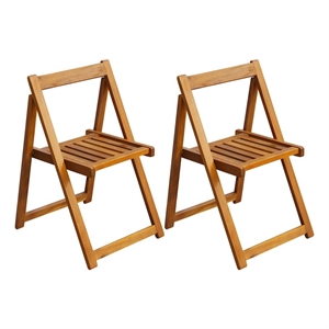 vidaXL Folding Patio Chairs 2 pcs Solid Acacia Wood