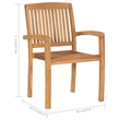 vidaXL Stacking Patio Chairs with Cushions 4 pcs Solid Teak Wood