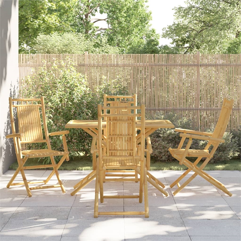 vidaXL 5 Piece Patio Dining Set Bamboo Brown