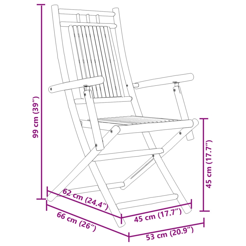 vidaXL 5 Piece Patio Dining Set Bamboo Brown
