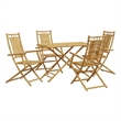 vidaXL 5 Piece Patio Dining Set Bamboo Brown