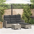vidaXL 3 Piece Patio Sofa Set with Cushions L-shaped Gray Poly Rattan