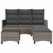 vidaXL 3 Piece Patio Sofa Set with Cushions L-shaped Gray Poly Rattan