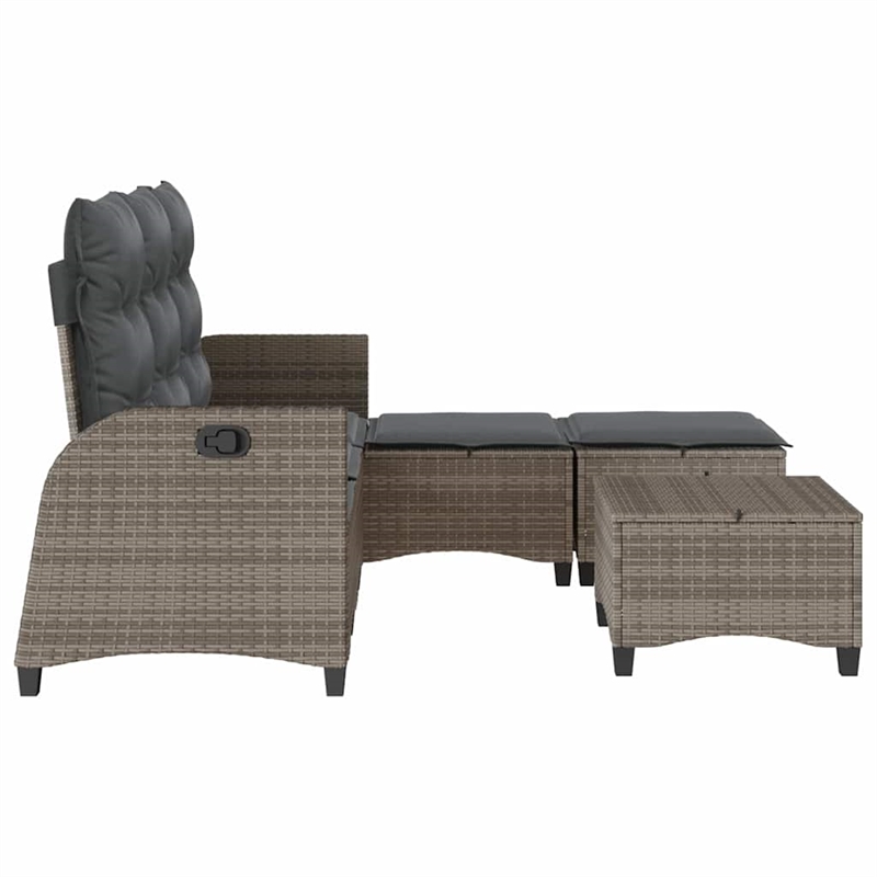vidaXL 3 Piece Patio Sofa Set with Cushions L-shaped Gray Poly Rattan