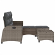 vidaXL 3 Piece Patio Sofa Set with Cushions L-shaped Gray Poly Rattan
