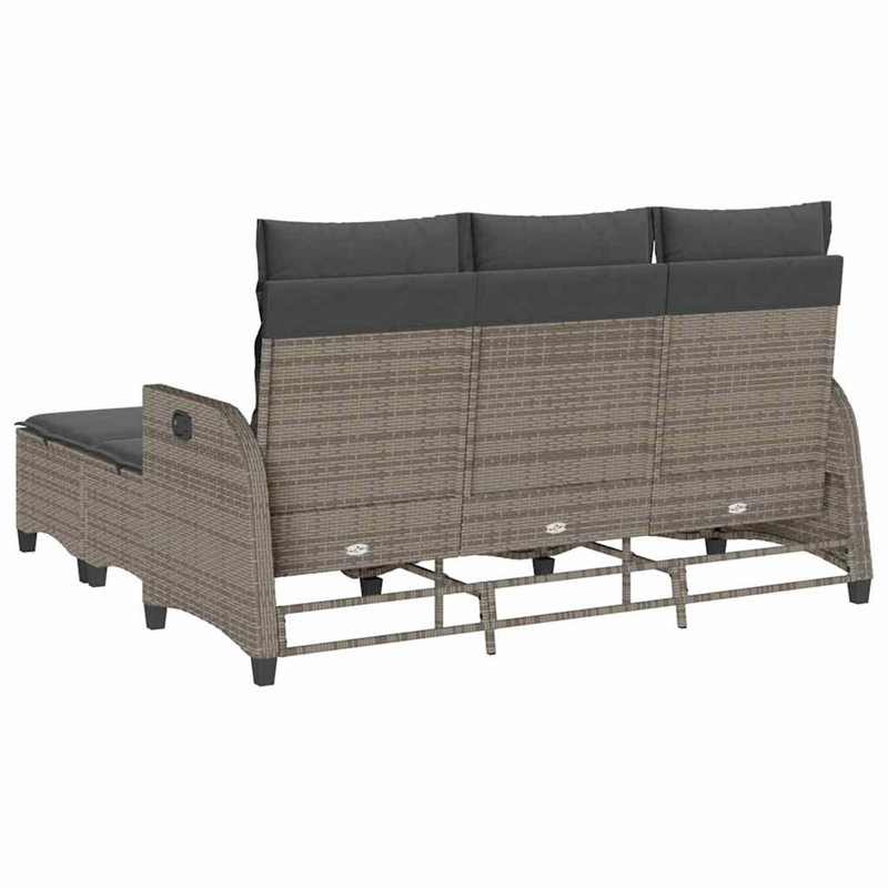 vidaXL 3 Piece Patio Sofa Set with Cushions L-shaped Gray Poly Rattan