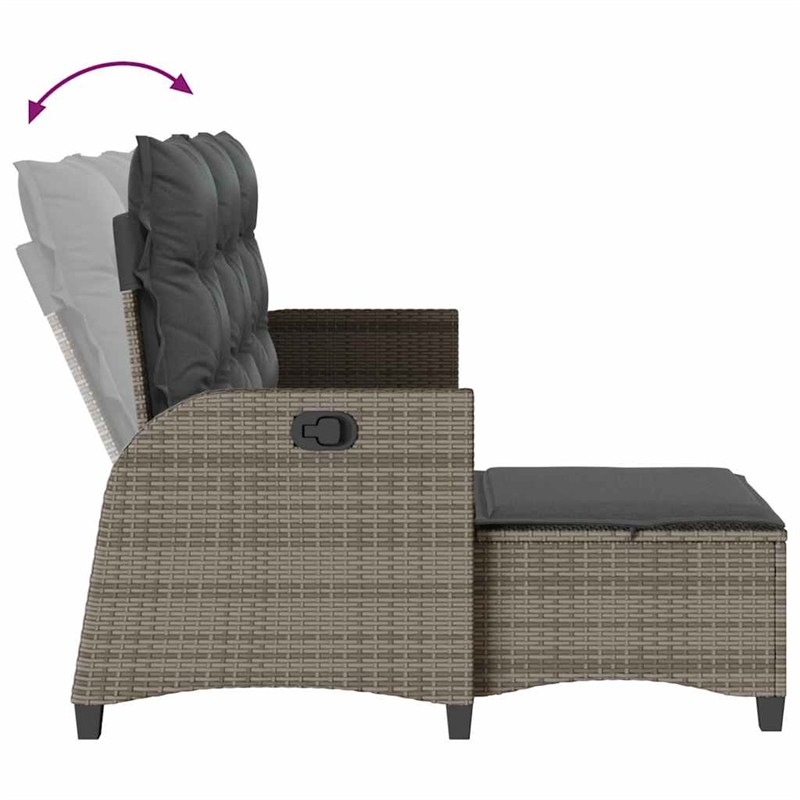 vidaXL 3 Piece Patio Sofa Set with Cushions L-shaped Gray Poly Rattan