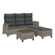 vidaXL 3 Piece Patio Sofa Set with Cushions L-shaped Gray Poly Rattan