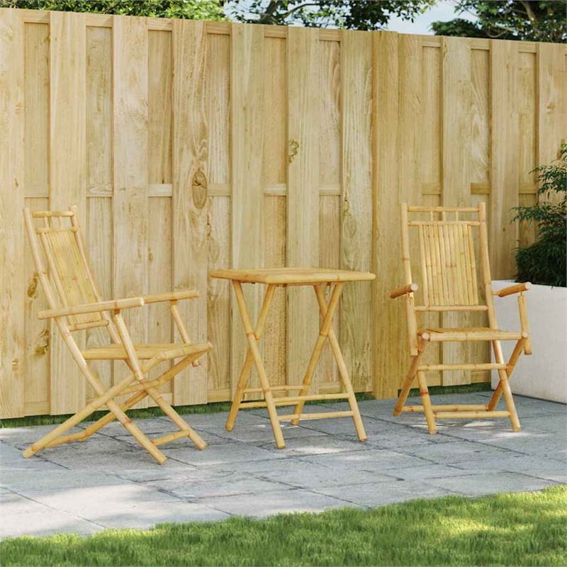vidaXL 3 Piece Bistro Set Bamboo Brown 29.5