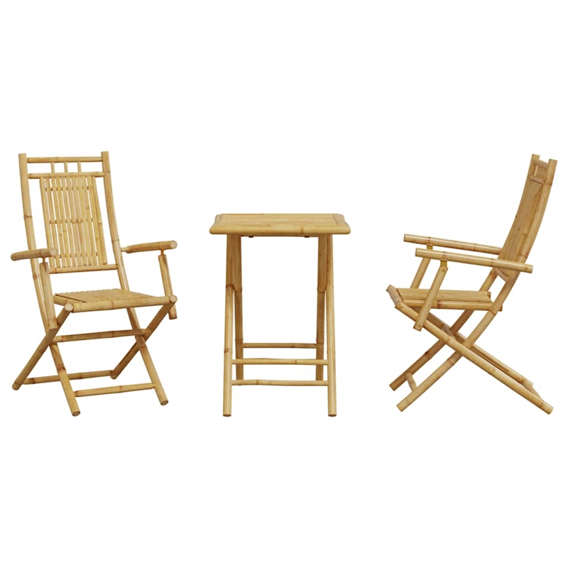 vidaXL 3 Piece Bistro Set Bamboo Brown 29.5